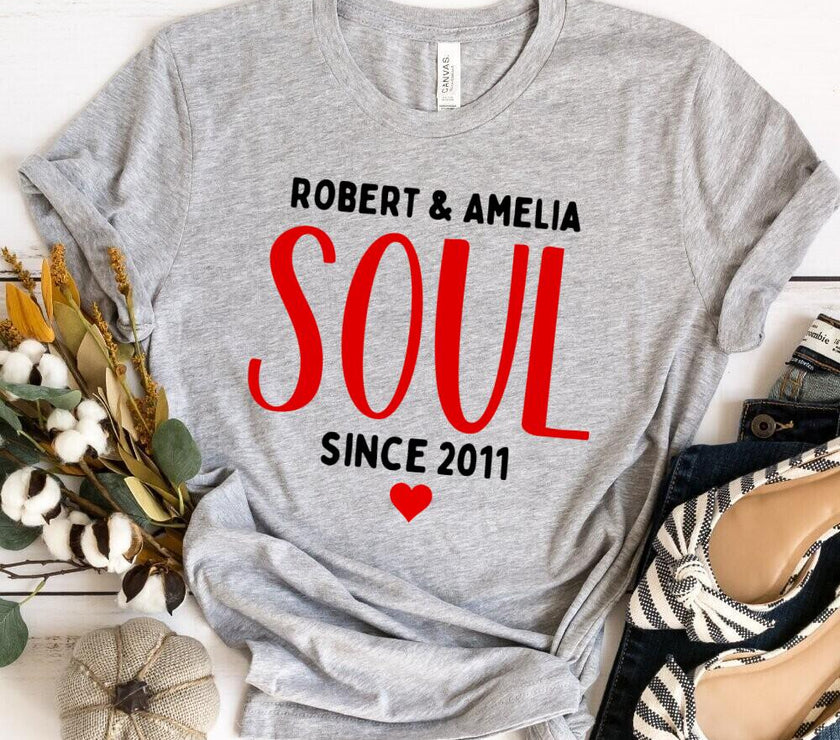 Soul Mates Since personalized Couples T-Shirt