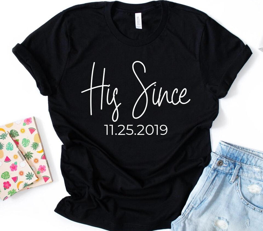 Hers Since & His Since Personalized Couples T-Shirt