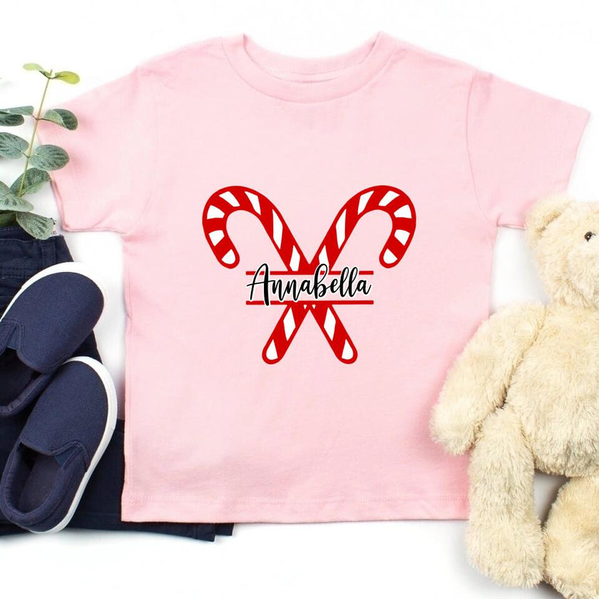 Christmas Candy Cane Family Personalized Tee