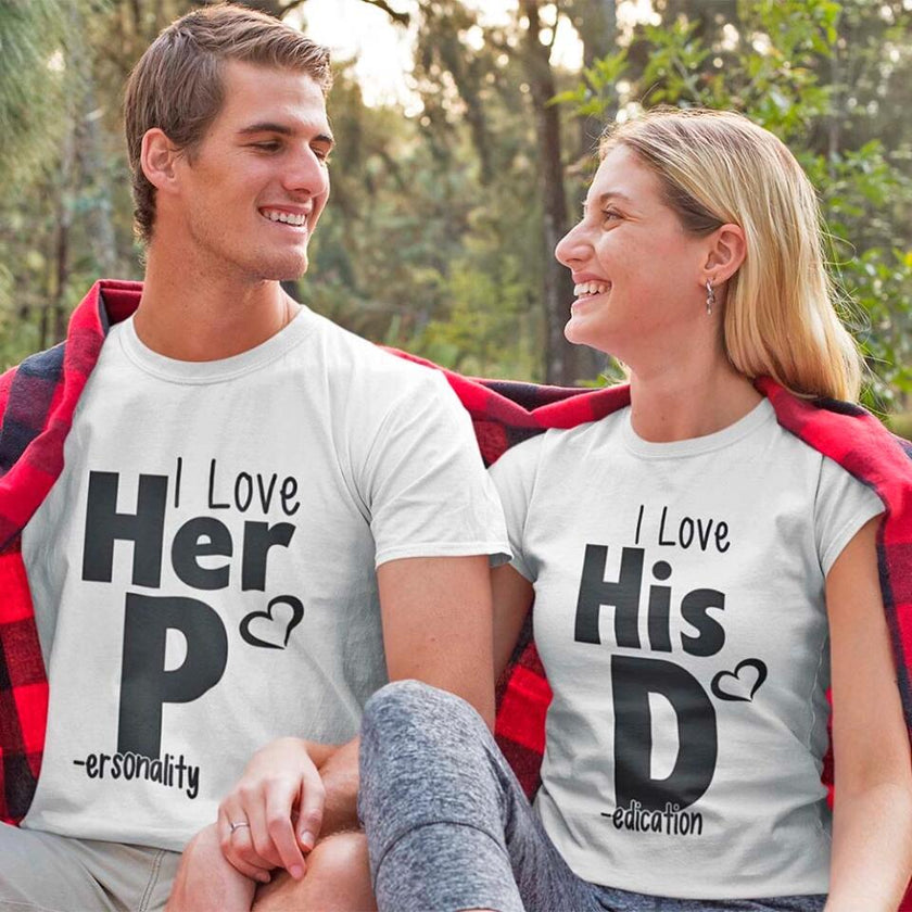 I Love Her P I Love His D T-Shirt