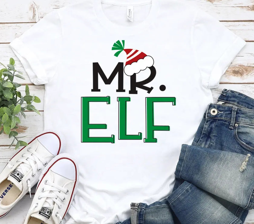 Mr And Mrs Elf Raised By Elves Family Tee