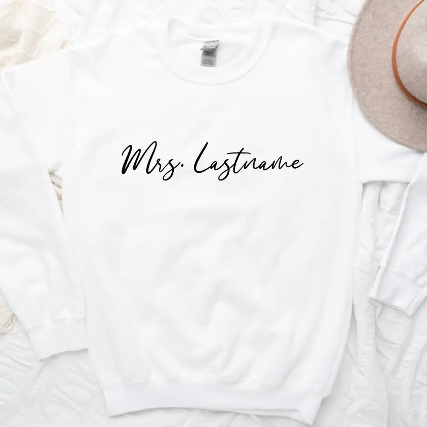 Mrs. Personalized Last Name Crewneck Top