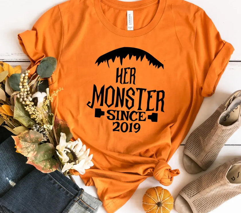 Her Monster His Bride Personalized Year Halloween Couples Tees