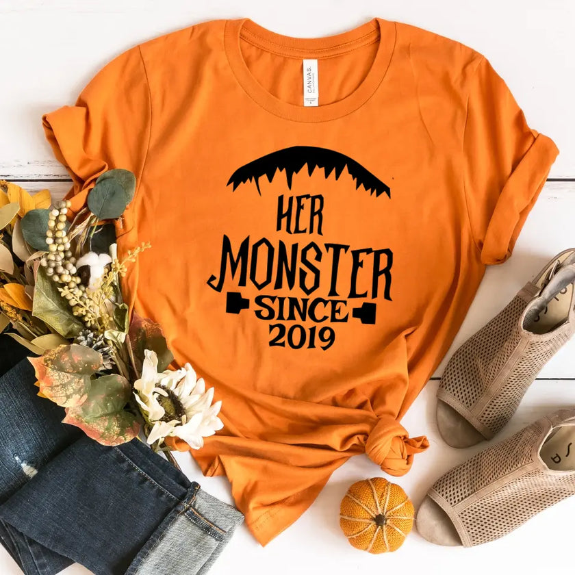 Her Monster His Bride Personalized Year Halloween Couples Tees