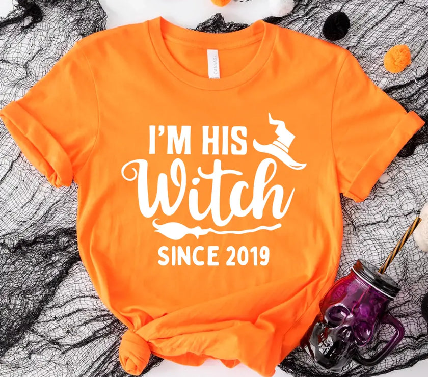 His Witch Her Boo Halloween Couples Tee
