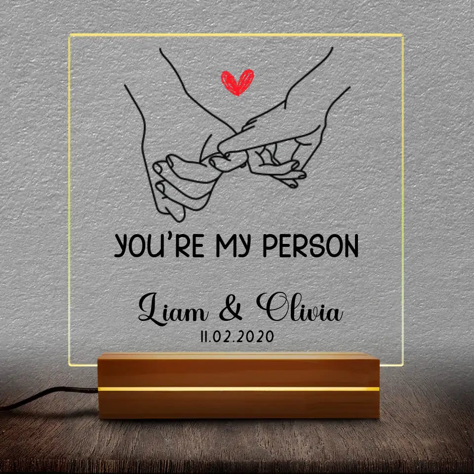 Personalized Hand Holding Couple Plaque Cover LED Lamp