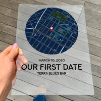 Custom Map Our First Date Plaque Cover Couples Gift