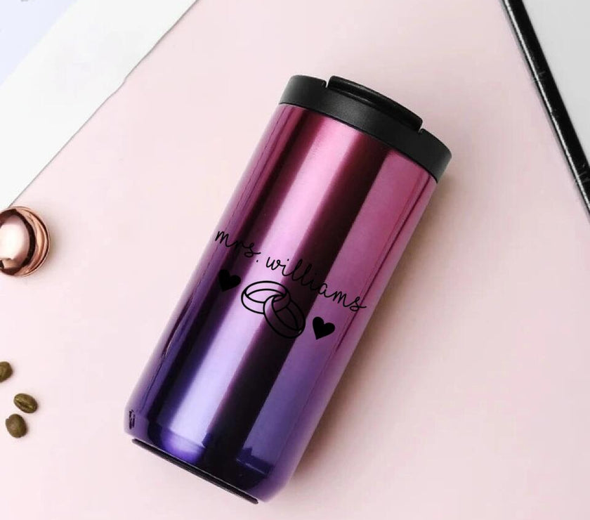 Customizer - Mrs Personalized With Rings 14oz Coffee Tumbler