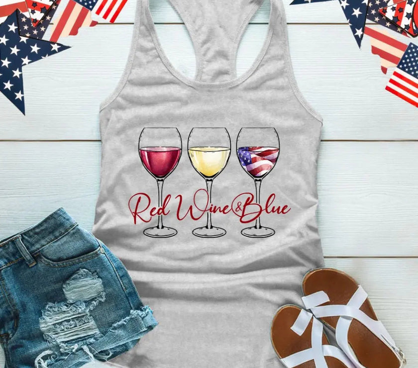 Customizer - Red Wine And Blue 4th Of July Festive Tank Top
