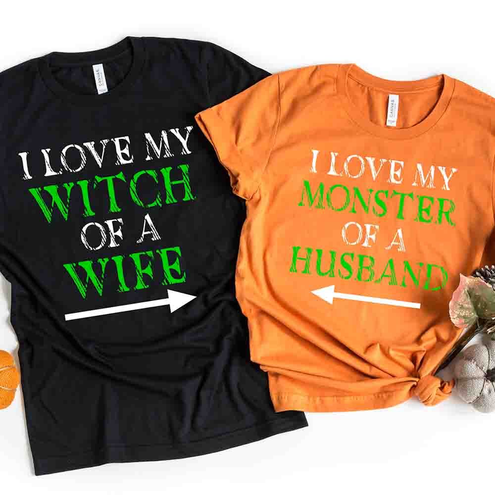 Witch of a Wife and Monster of a Husband Couples Tee