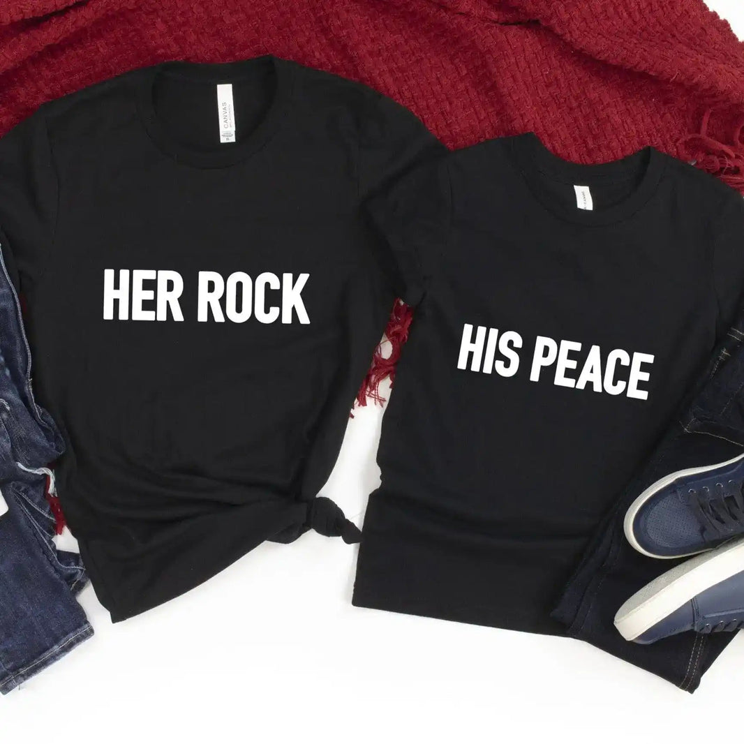 His Peace & Her Rock Couples Tee