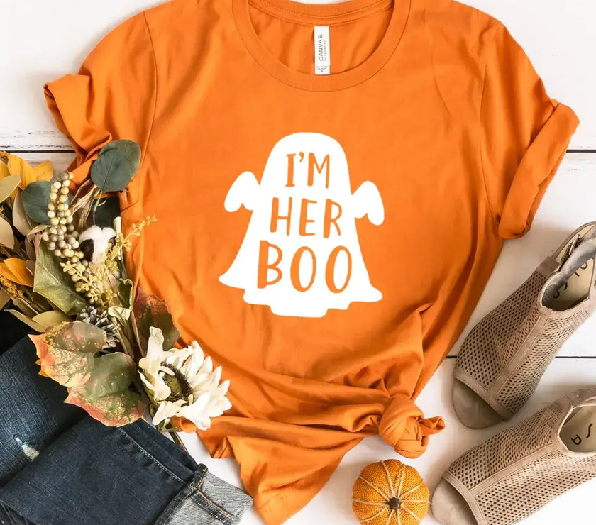 I'm Her BOO, I'm His Witch Halloween Couples Tee