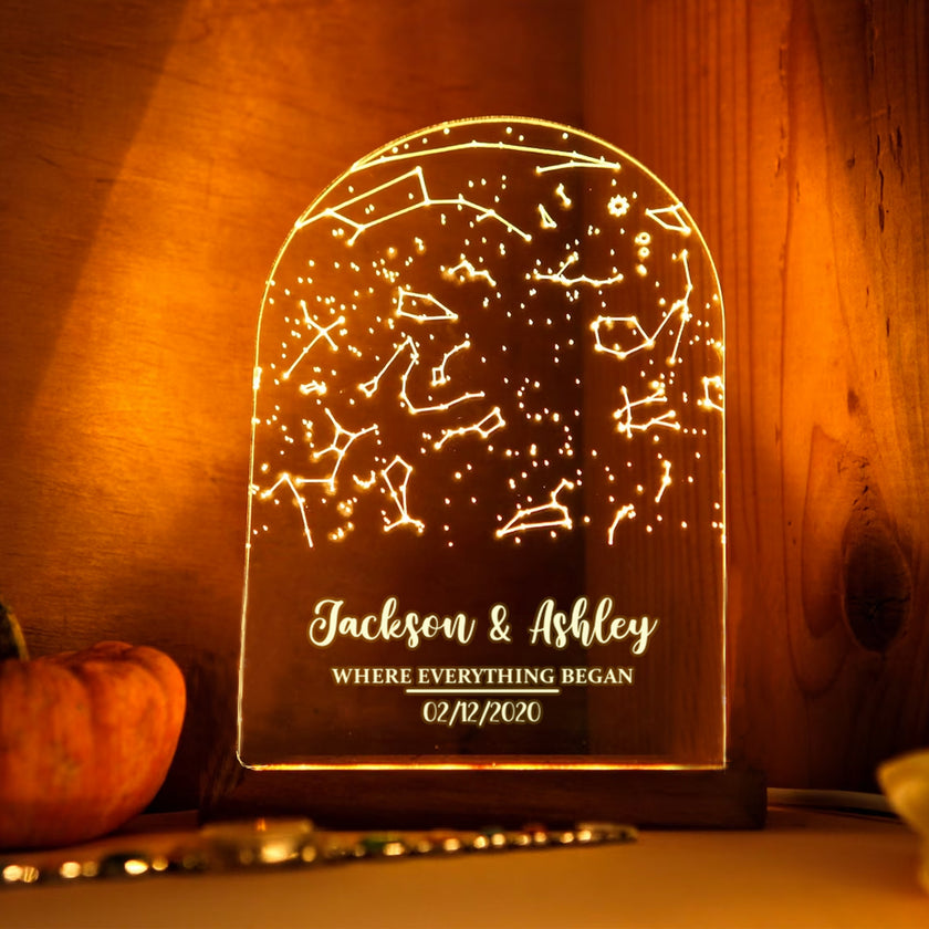 Personalized Constellation Domed Plaque Cover LED Lamp