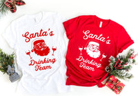 Christmas Santa's Drinking Team Red Tee