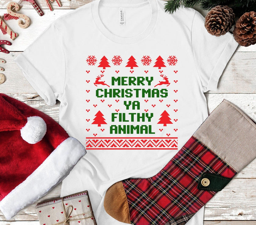 Merry Christmas Ya Filthy Animal Colored Tee